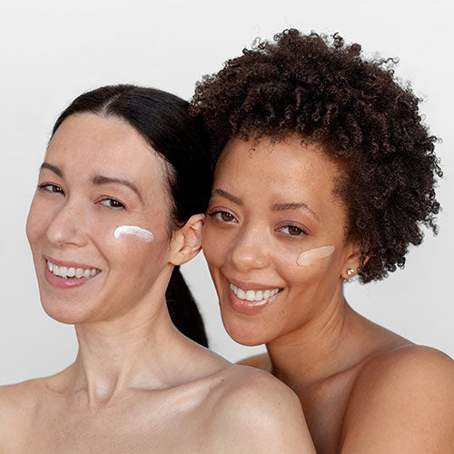 Model with TiZO swatches on their cheeks